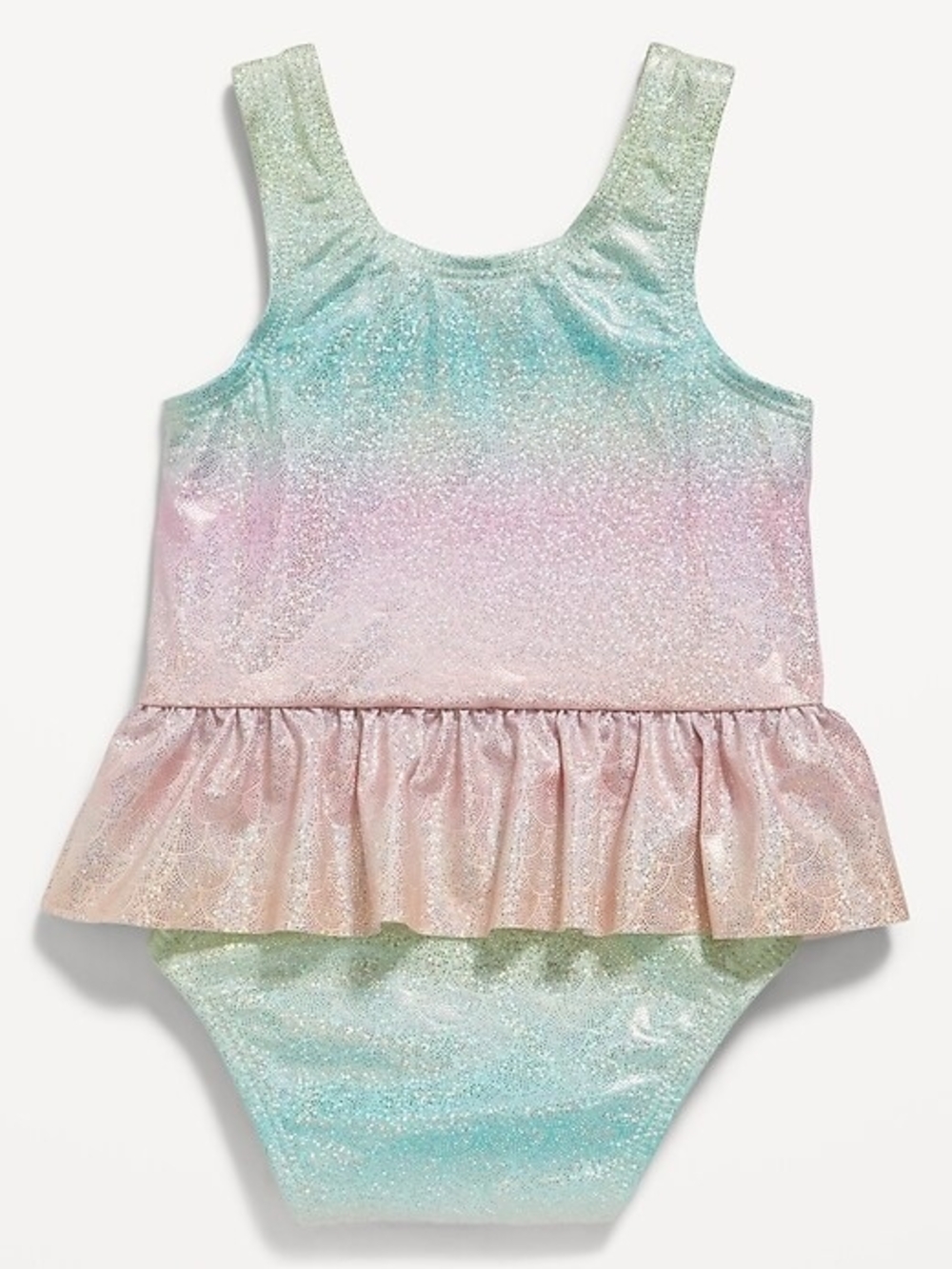 Printed Ruffled One-Piece Swimsuit for Baby Mermaid 0-3m
